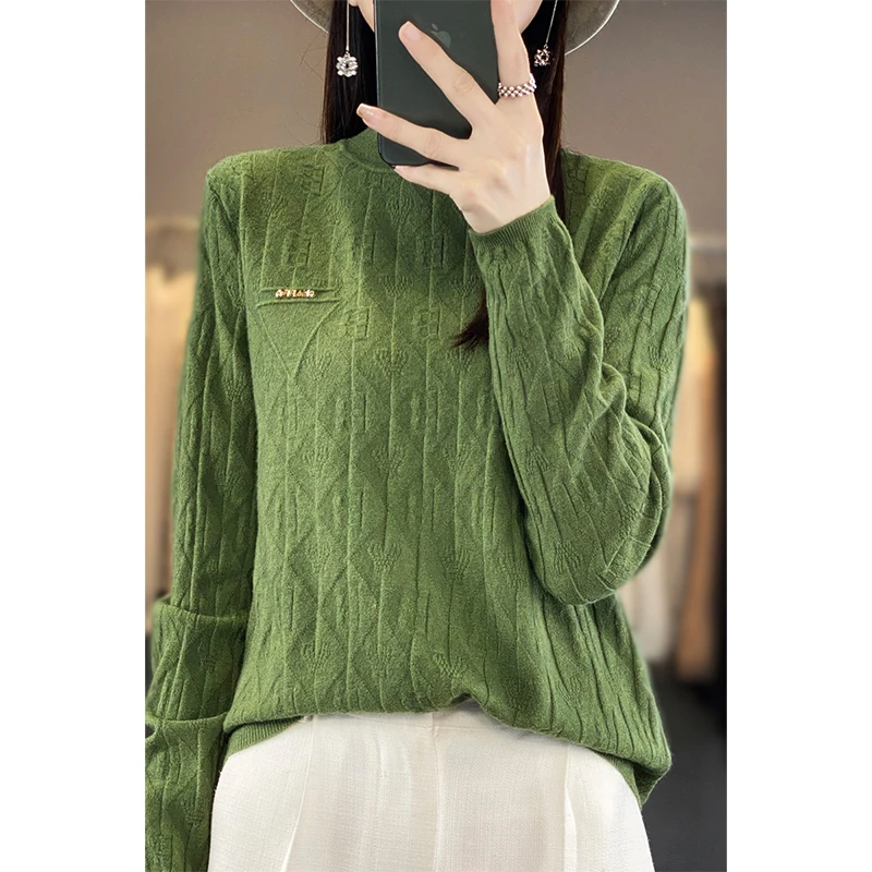 加厚半高领打底衫女春秋冬季时尚内搭宽松显瘦长袖针织衫毛衣套头