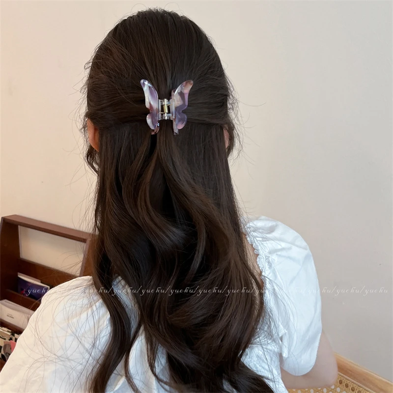 V192-飞舞超仙蝴蝶发夹抓夹女2025新款高级感鲨鱼夹后脑半扎发饰