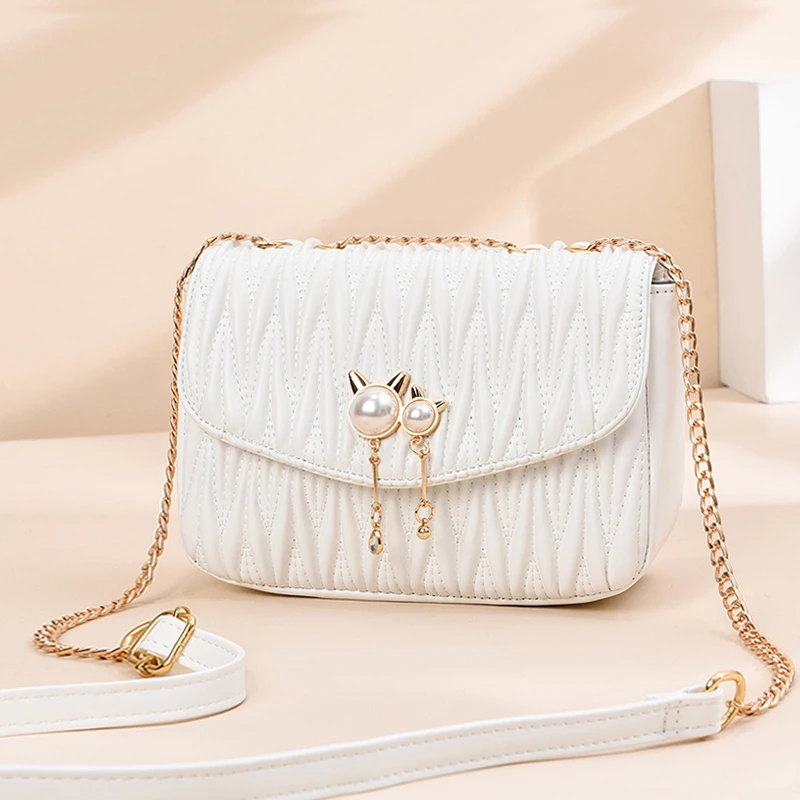 真皮女链条小包包女2025新款单肩腋下小方包春夏简约百搭斜挎女包