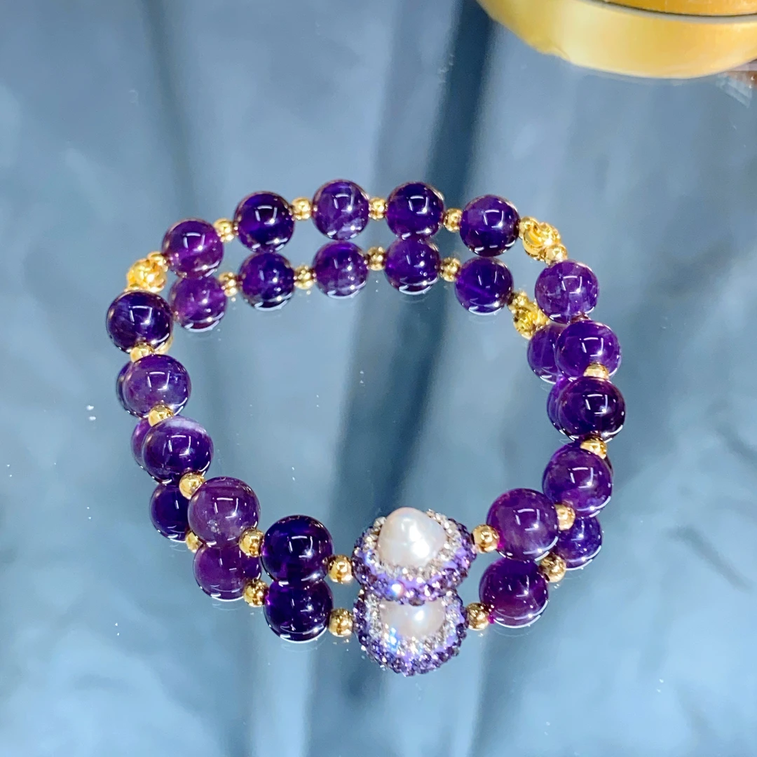 铜合金合成锆石手链 TTSD 乌拉圭紫气东来简约百搭珠串手串8136