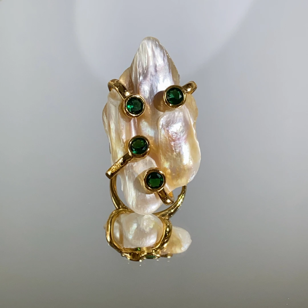 铜合金合成锆石戒指 TTSD 巴洛克不规则设计时尚百搭戒指 178