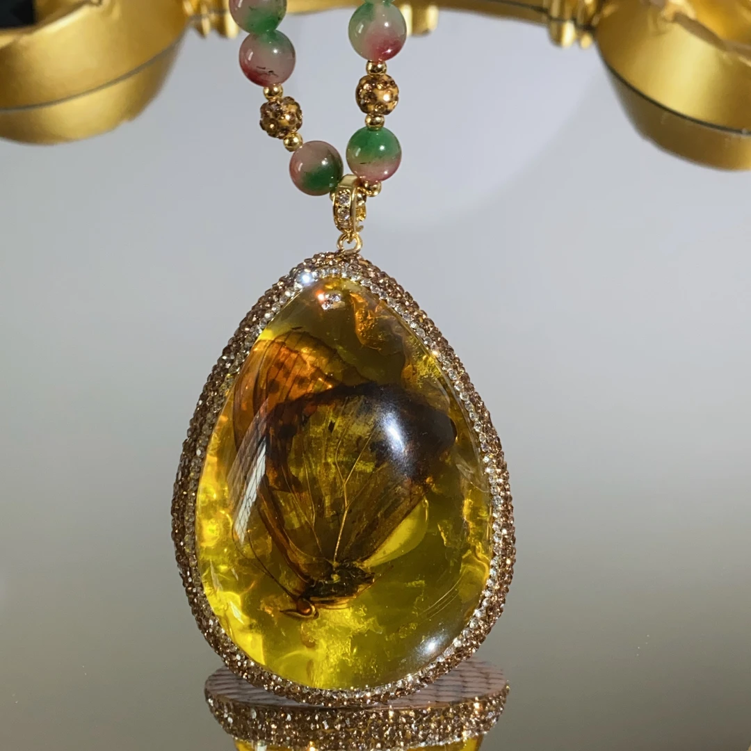 铜合金合成锆石项链 TTSD 金黄蝴蝶时尚个性毛衣链 189