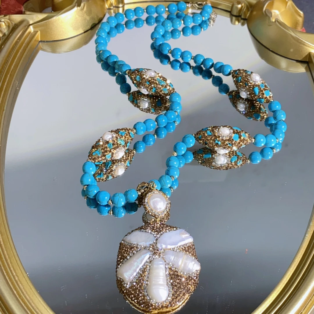 铜合金合成锆石项链 TTSD 变色花形时尚潮流百搭款毛衣链 336sz