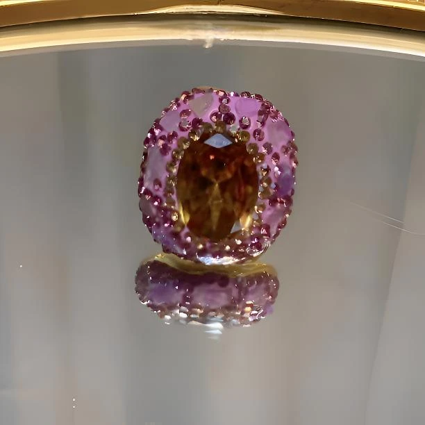 铜合金合成锆石戒指 TT 苏丹石紫钻镶嵌圆形大戒指气质时尚7322