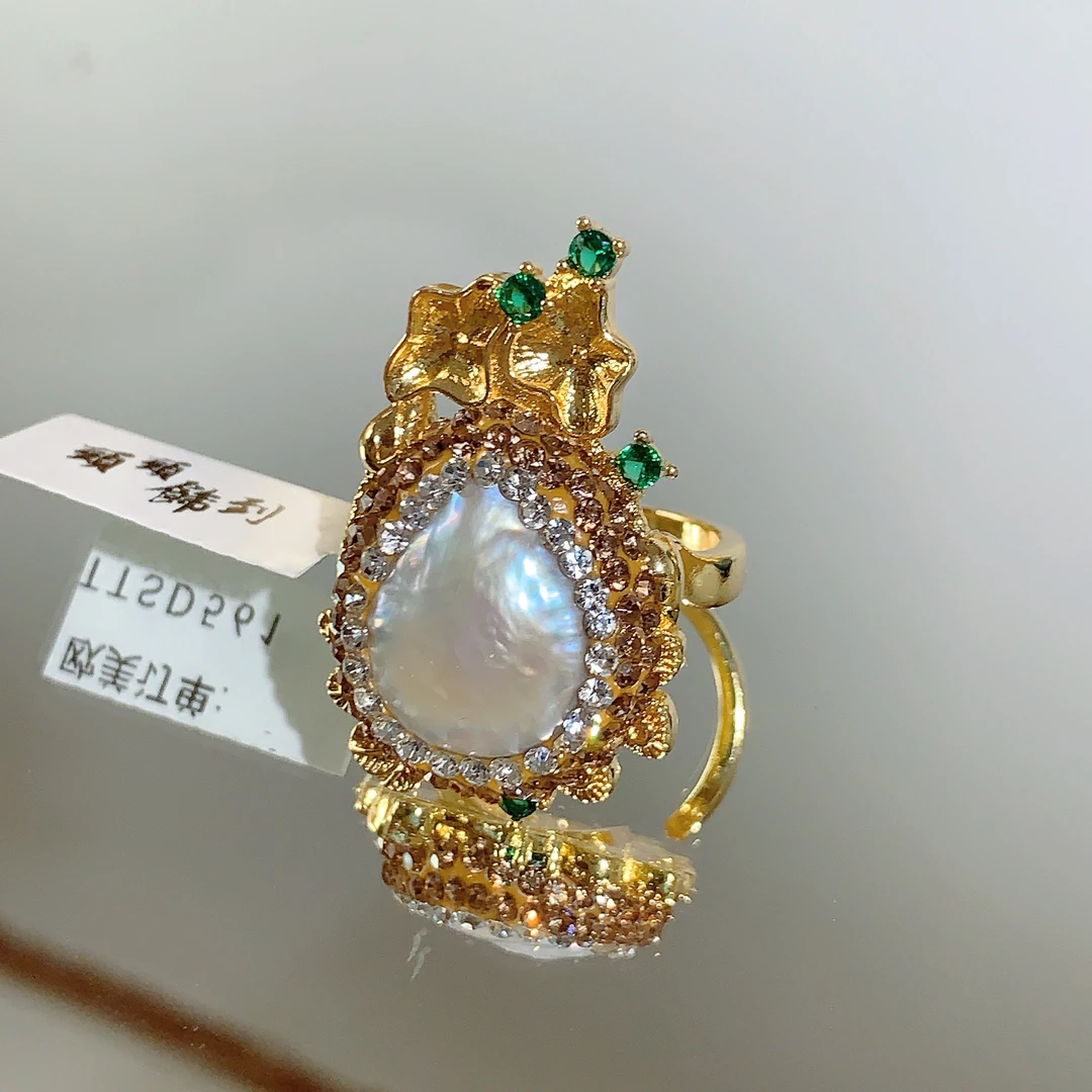 铜合金合成锆石戒指 TTSD 巴洛克重工花型时尚百搭戒指 561