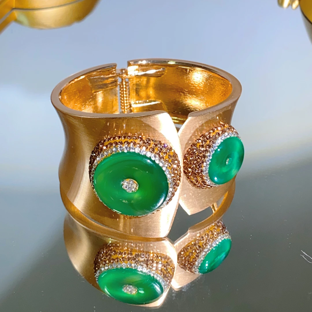 铜合金合成锆石手镯 TTSD 原创设计复古平安扣大气手镯6619