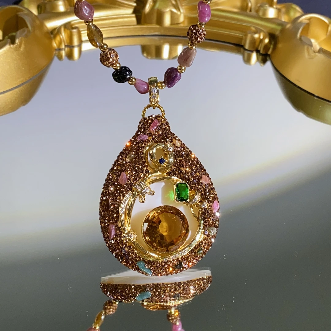 铜合金合成锆石吊坠 TTSD 水滴SDS时尚设计毛衣链 6451