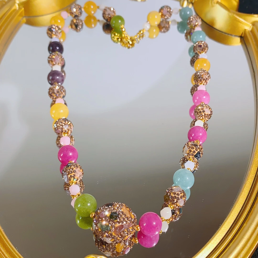 铜合金合成锆石项链 TTSD 彩色时尚个性百搭毛衣链 338 手工