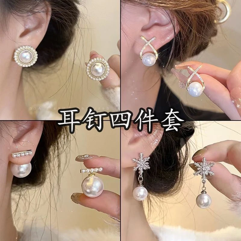 巴洛克珠珠耳钉女2023年新款潮小众设计感高级耳环复古冷性风耳饰