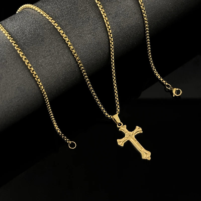 钛钢项链 轻奢百搭十字架吊坠男小众高级感嘻哈个性毛衣链配饰潮