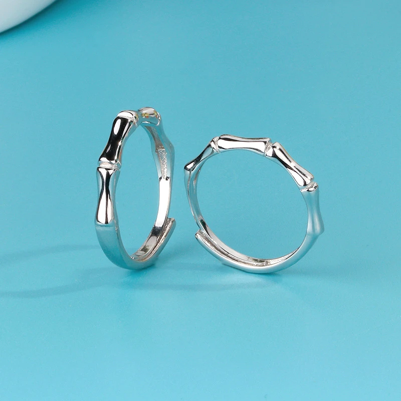 宣宁 合金戒指 青梅竹马情侣戒简约男士开口对戒个性竹节情侣戒指