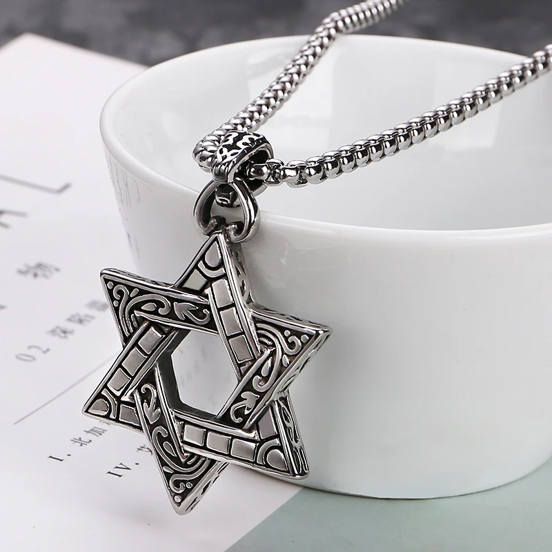 钛钢项链 不掉色钛钢六芒星吊坠男士潮牌百搭高级感男款女配饰男