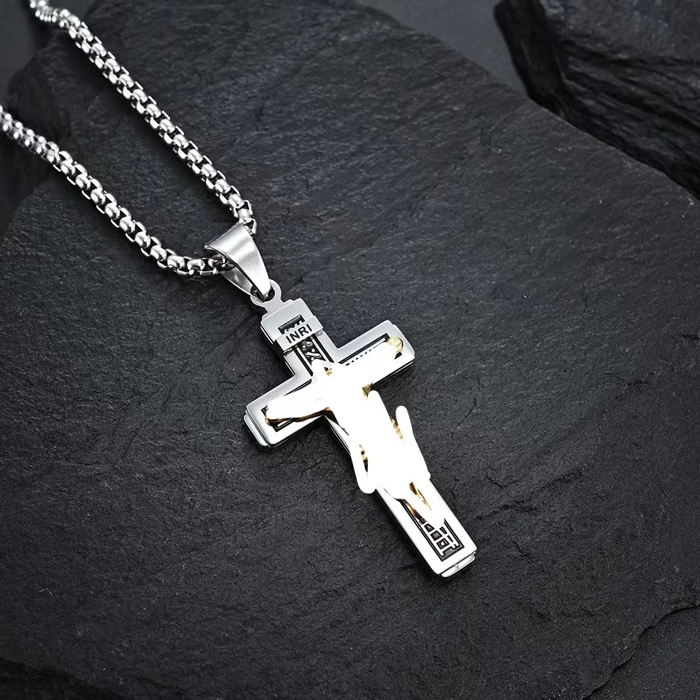 钛钢吊坠 钛钢吊坠【间金十字架】百搭时尚欧美范男女同款个性潮流
