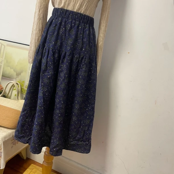 碎花半身裙女秋冬中长款印花磨毛棉裙子洋气百搭打底裙显瘦a字裙