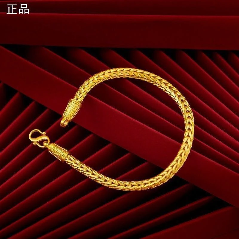 合金手镯 蛇骨手链金色。时尚百搭编织饰品素款不掉色个性复古经典