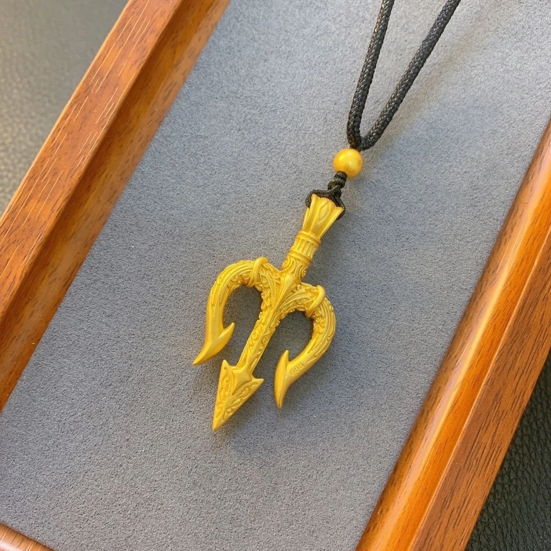 合金吊坠 海王三戟插吊坠复古毛衣链挂坠时尚首饰百搭金色中古