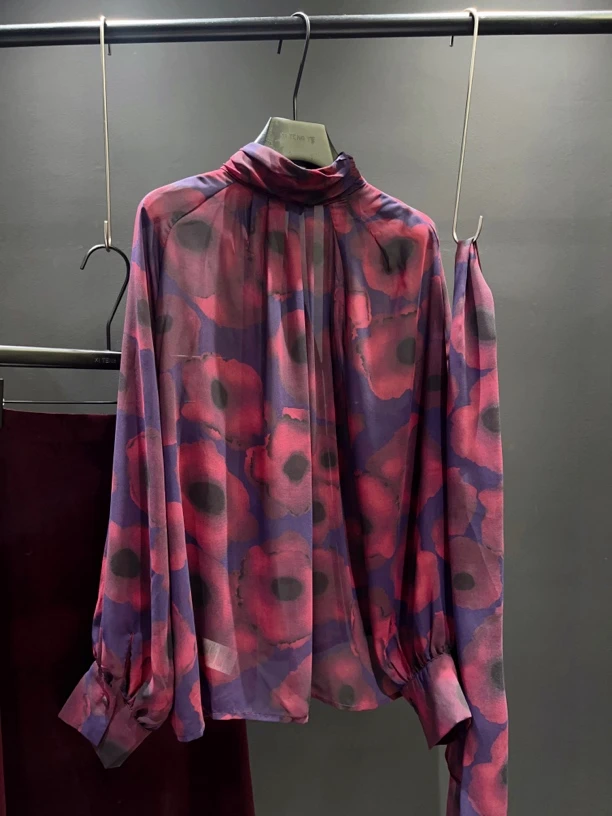 欧洲站印花领织带衬衫