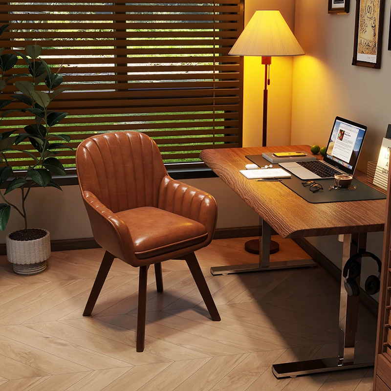 希静电脑椅家用轻奢实木椅舒适久坐书房学习椅卧室化妆凳宿舍椅