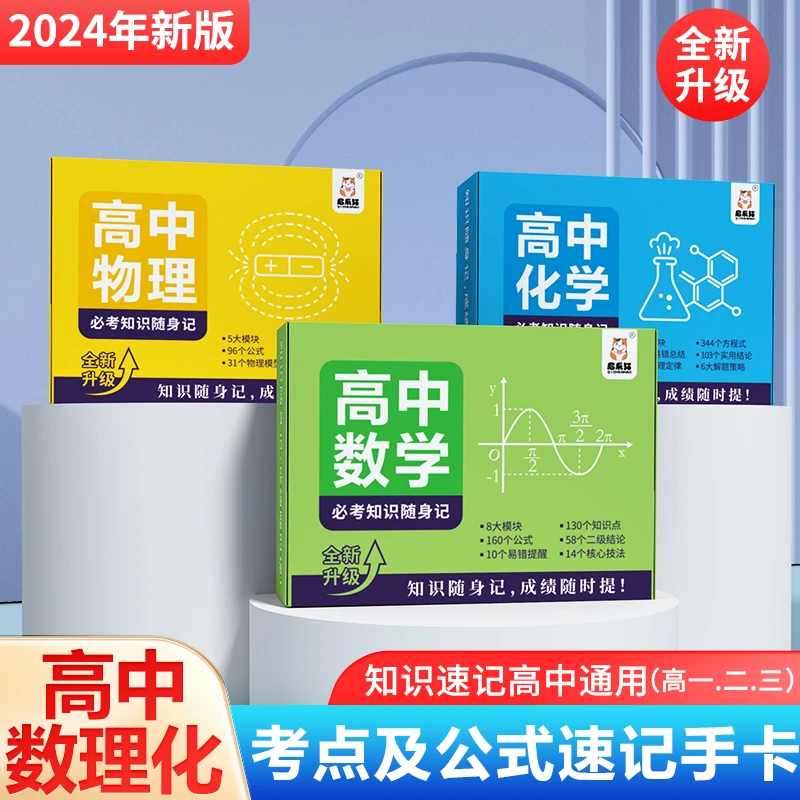 【高中数理化考点及公式】2024知识速记手卡（升级版）高中全国通用版