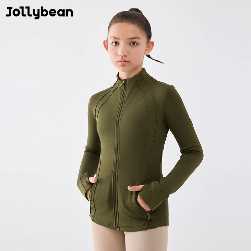 Jollybean梦慈麻麻女童加绒修身夹克秋季新款瑜伽服花样滑冰