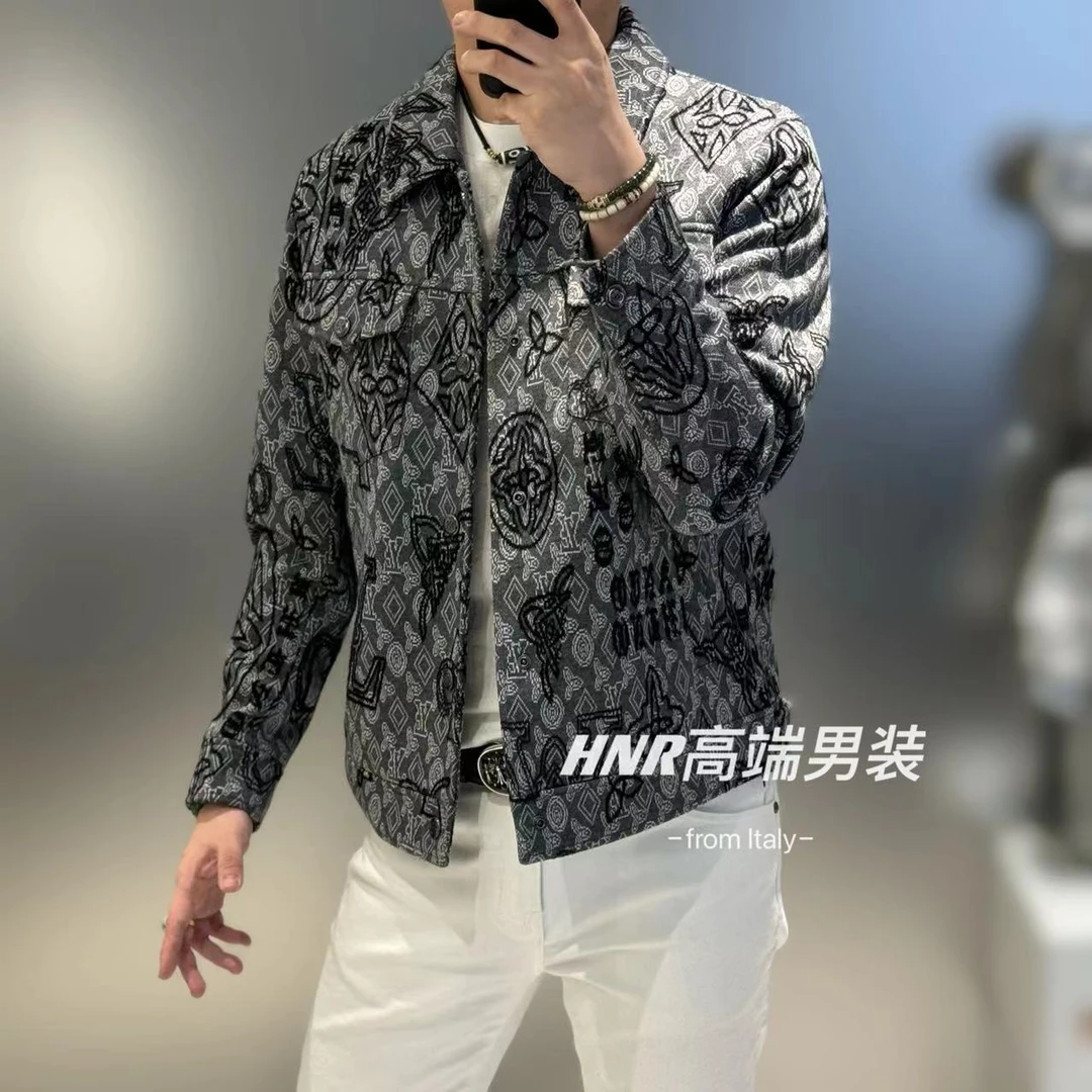 巴洛克图案满花新款高端男士时尚休闲百搭潮流夹克外套JK6333