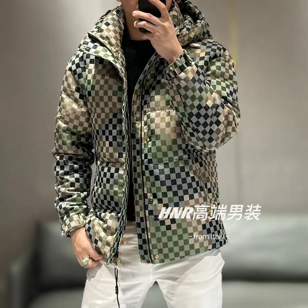 个性迷彩图案时尚潮流休闲保暖防寒百搭连帽羽绒服80290