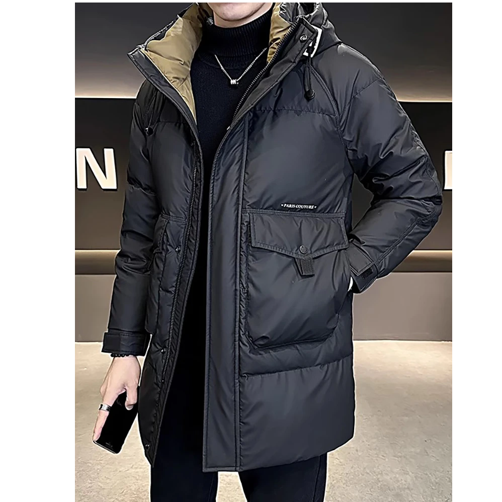 Mandsibil曼德西比利男士羽绒服中长款冬季加厚冬装保暖连帽外套