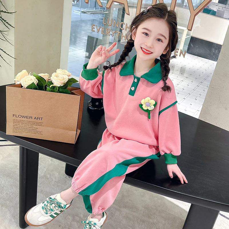 女童套装春秋季2024新款时髦女孩宝宝春款洋气小童网红儿童装春装