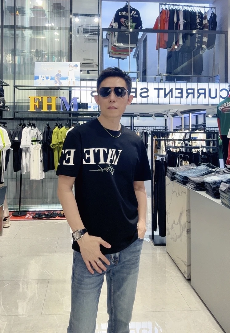 【商都】夏季轻奢欧货时尚休闲黑白微阔圆领T恤BZ4319