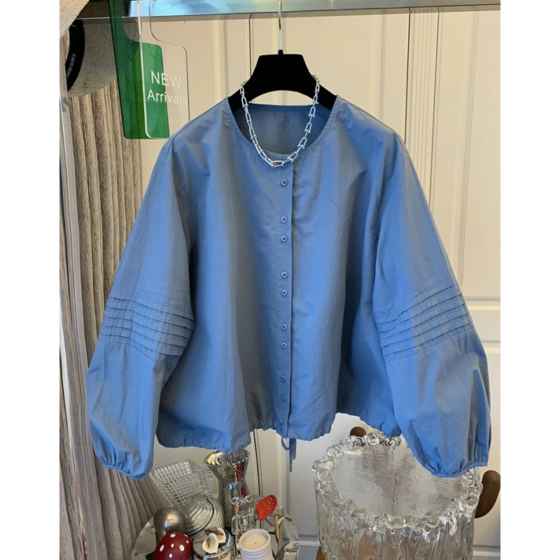 超好看法式气质灯笼袖长袖衬衫宽松开衫外套小个子上衣2024秋新款