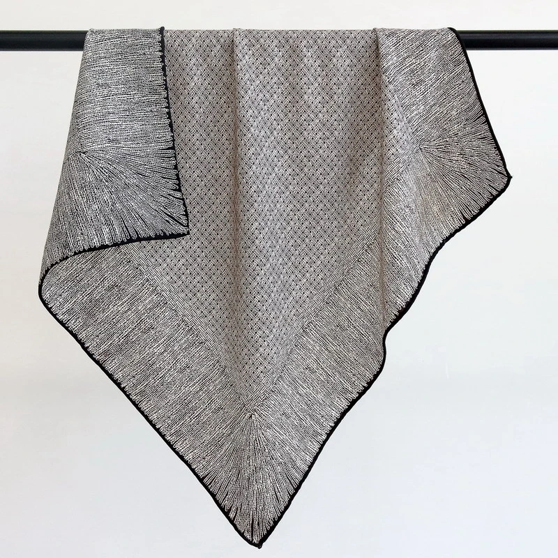 小香气质编织纹70双面异色真丝羊毛方巾时尚围脖百搭丝毛披肩围巾