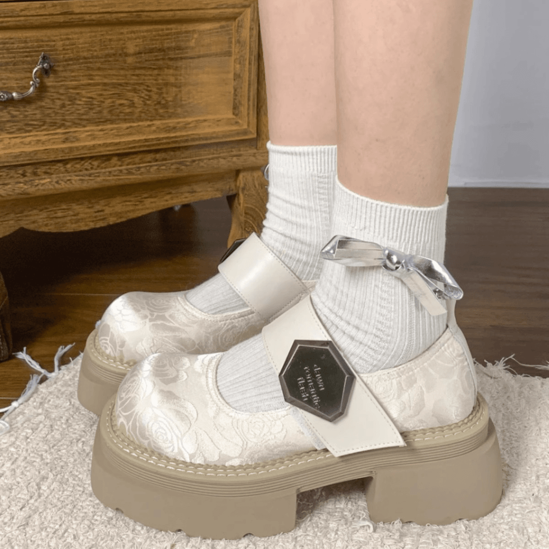 厚底乐福鞋女2024春季新款学院风玛丽珍小皮鞋新中式魔术贴单鞋潮