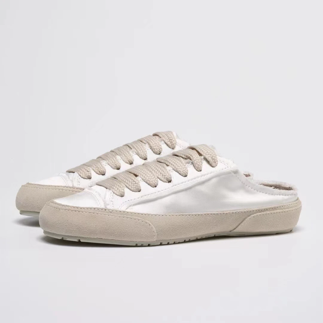 ROSETING "法式优雅半拖款" 超软绸缎平底低帮丝绸半拖