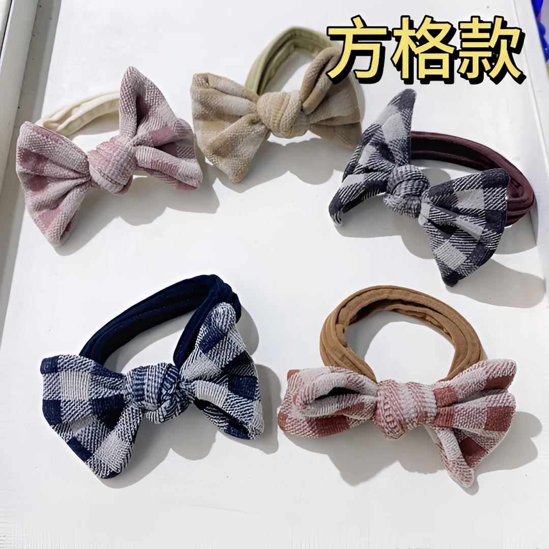 【YB-61044】发五个方格子款成人大童女童  蝴蝶结发圈配饰发绳发饰