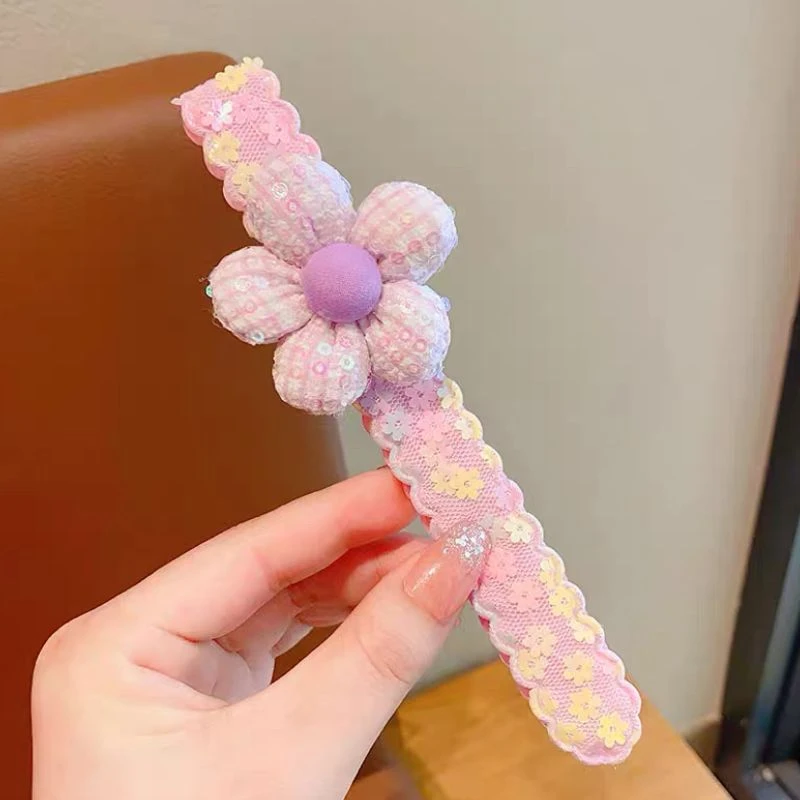 【A-1574】碎发贴发箍 紫花儿童可爱公主卡通发绳MM创意AN亲子发饰
