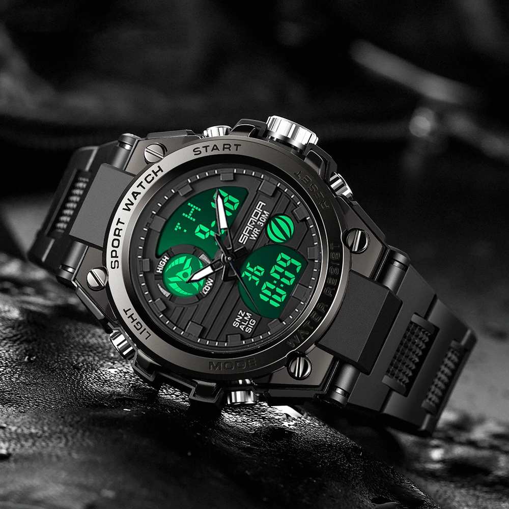 青少年运动手表男款男士时尚新款高端潮流炫酷双显多功能游泳防水