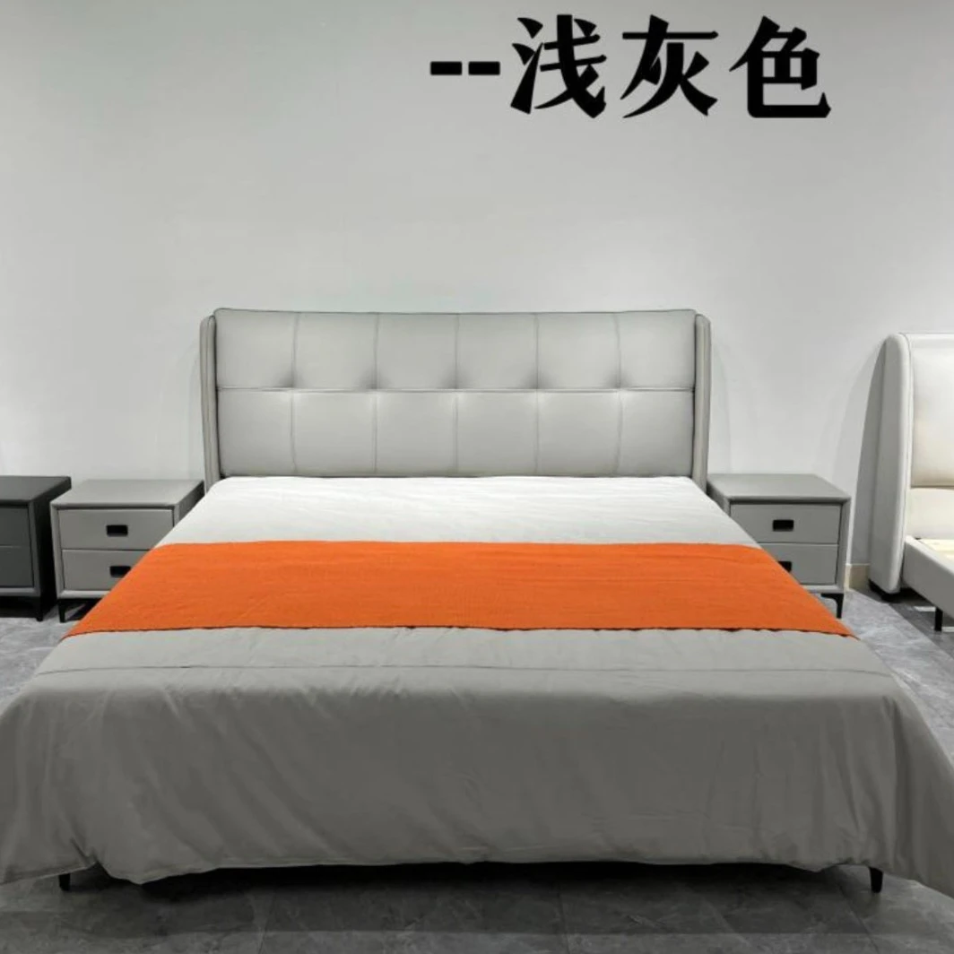 808#1.8米现代简约真皮 主卧婚床双人床 47号