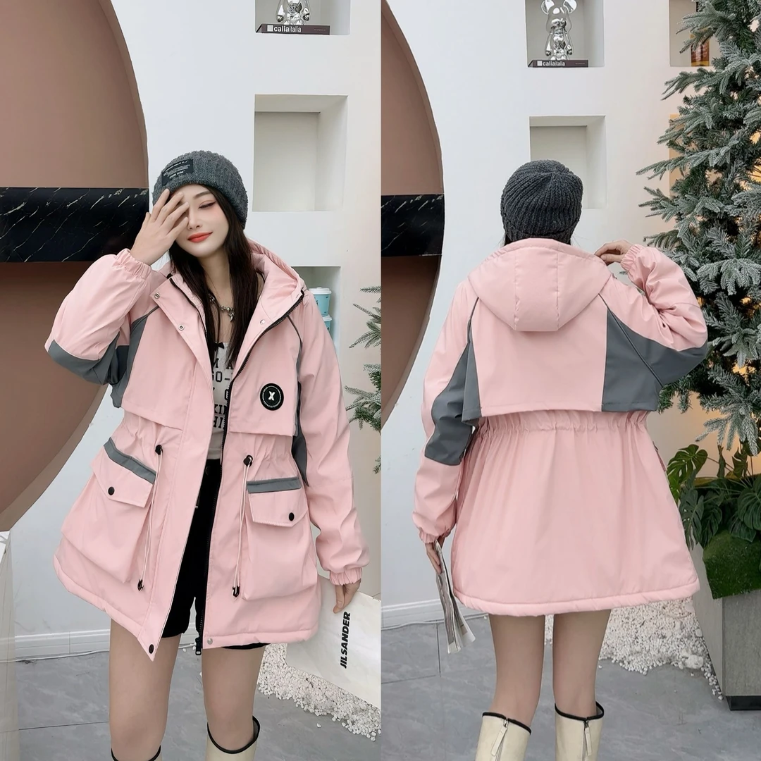 2024新款加绒连帽中长款外套