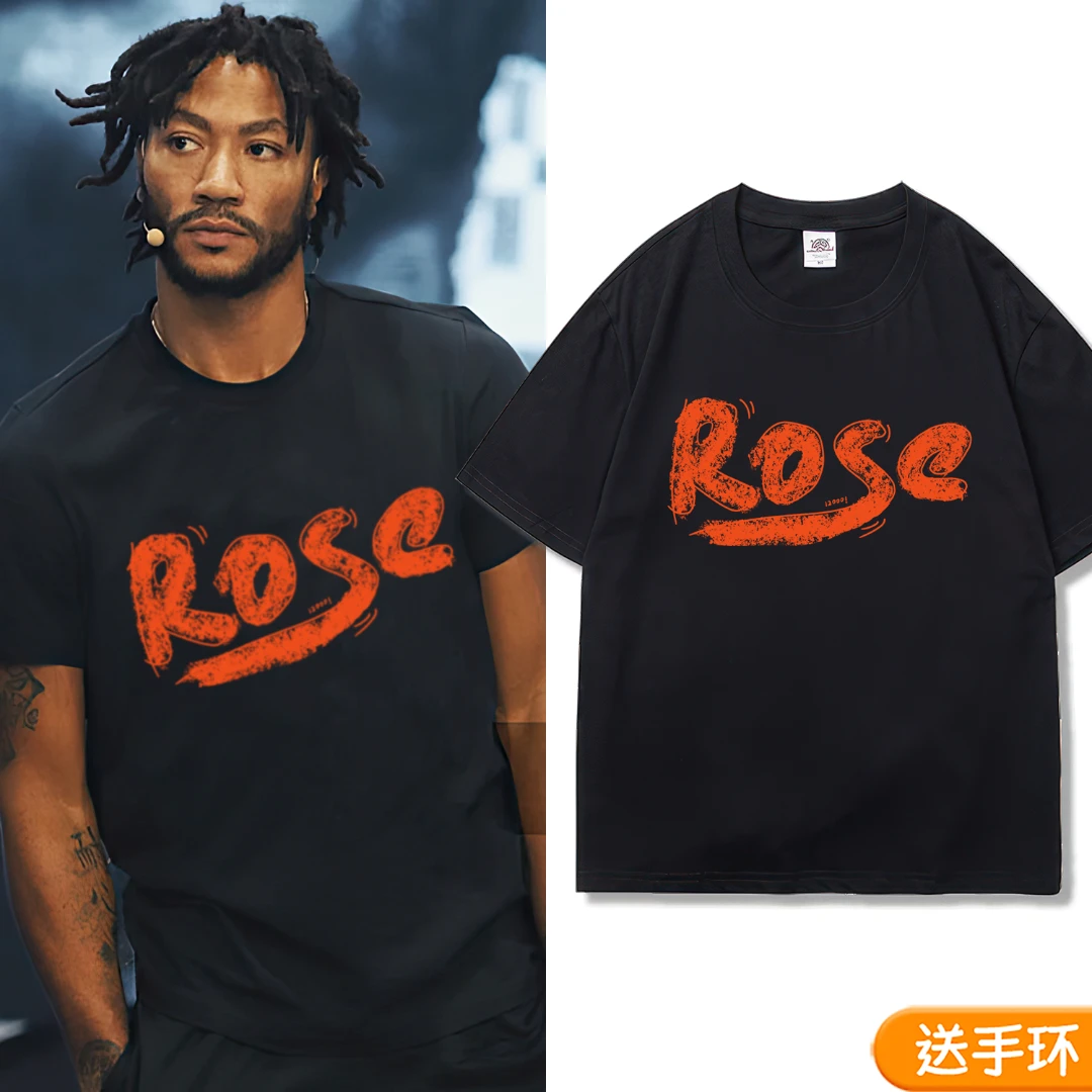 罗斯纯棉短袖美式篮球运动T恤男女夏新款手绘设计涂鸦字母印花潮t