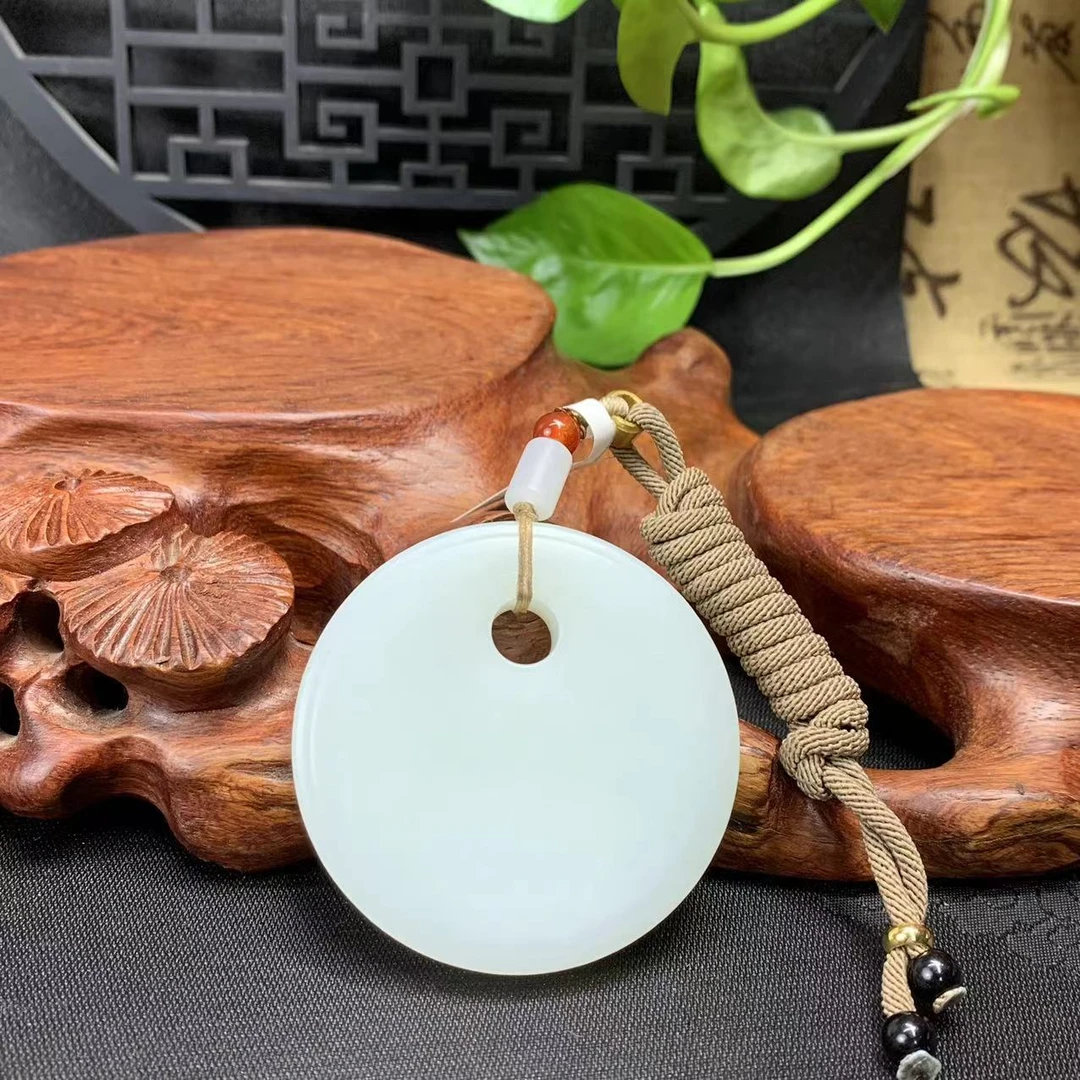 【山东玉石】242607和田玉平安扣吊坠大尺寸国风时尚  顺丰包邮