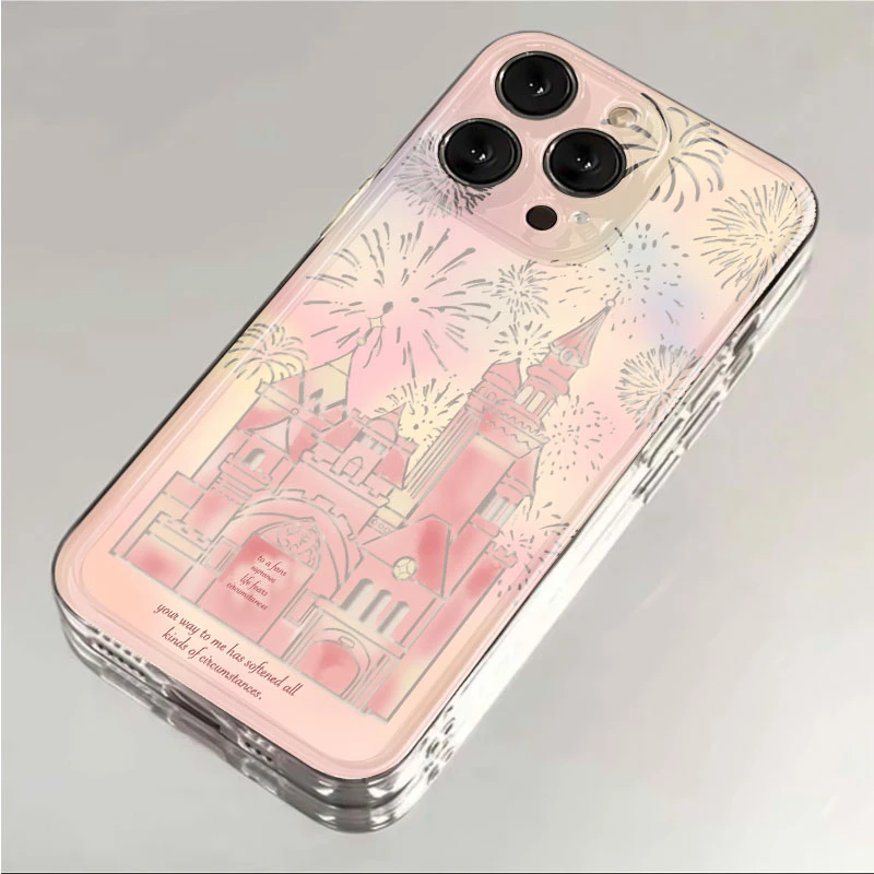 粉色梦幻城堡苹果15/14promax手机壳创意iPhone13软壳12高级感11