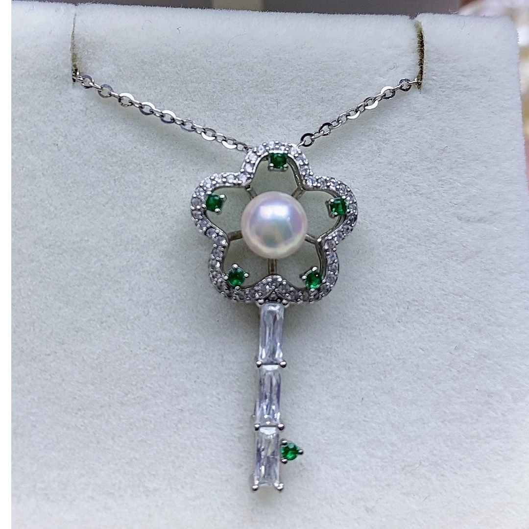 海水akoya珍珠吊坠5-6mm正圆强光小灯泡精致百搭款珍珠吊坠