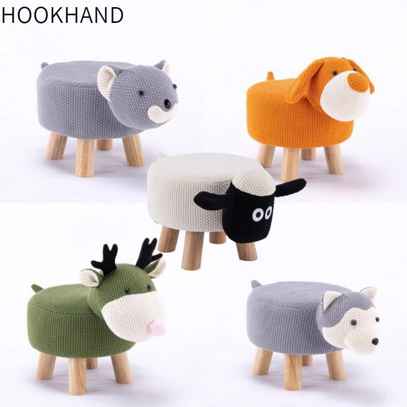 爆款高品质儿童卡通针织迷你造型凳实木坐凳创意懒人换鞋凳
