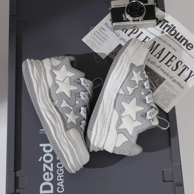 XJXY隐形增高7公分星星款休闲情侣款增高鞋男鞋板鞋厚底潮流百搭