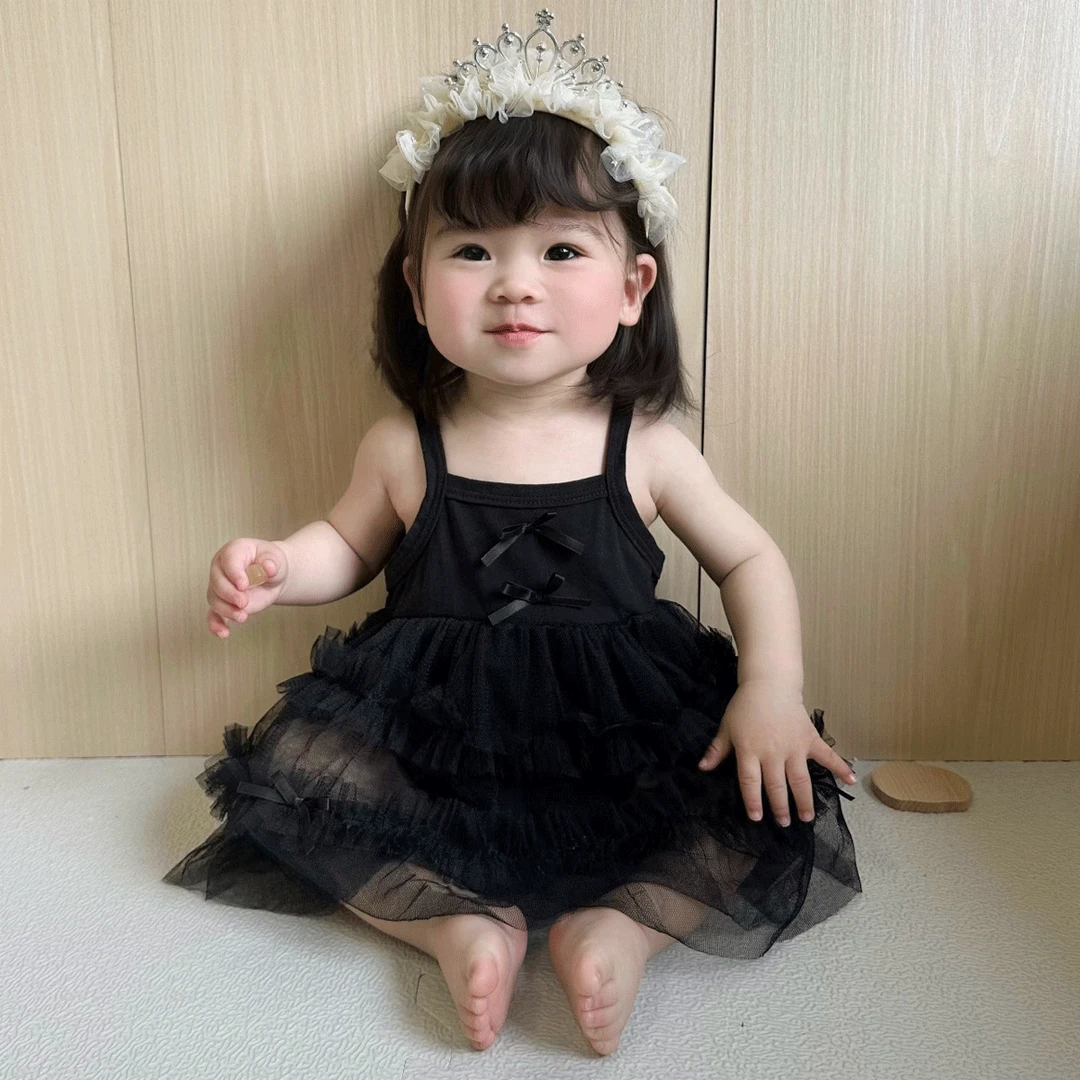 婴儿衣服夏季薄款吊带公主裙女宝宝百日周岁网纱包屁裙Z1201