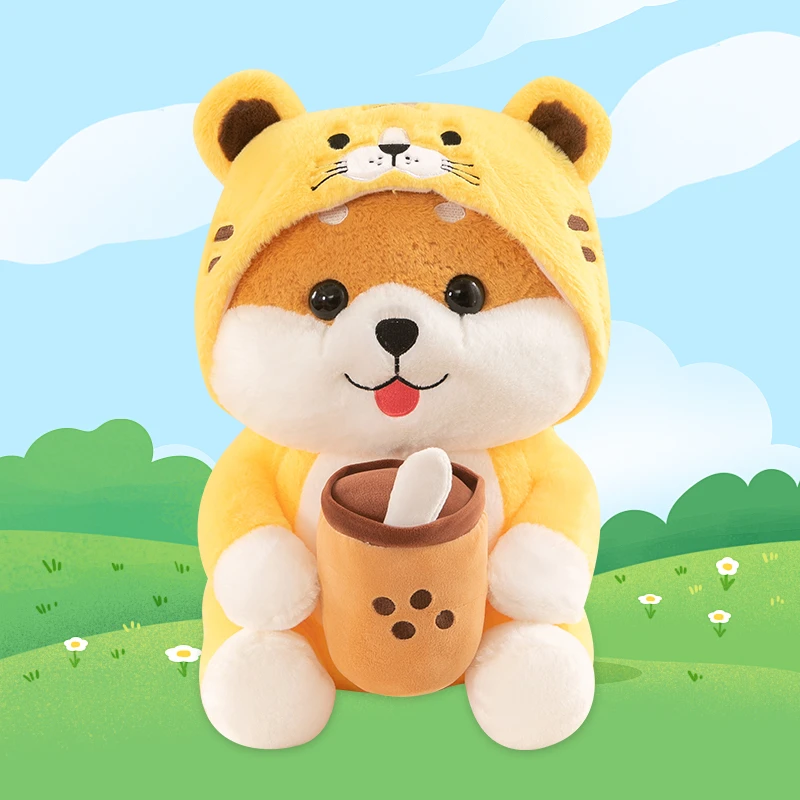 可爱奶茶柯基犬公仔毛绒玩具睡觉抱枕吉祥物老虎陪睡玩偶娃娃礼物