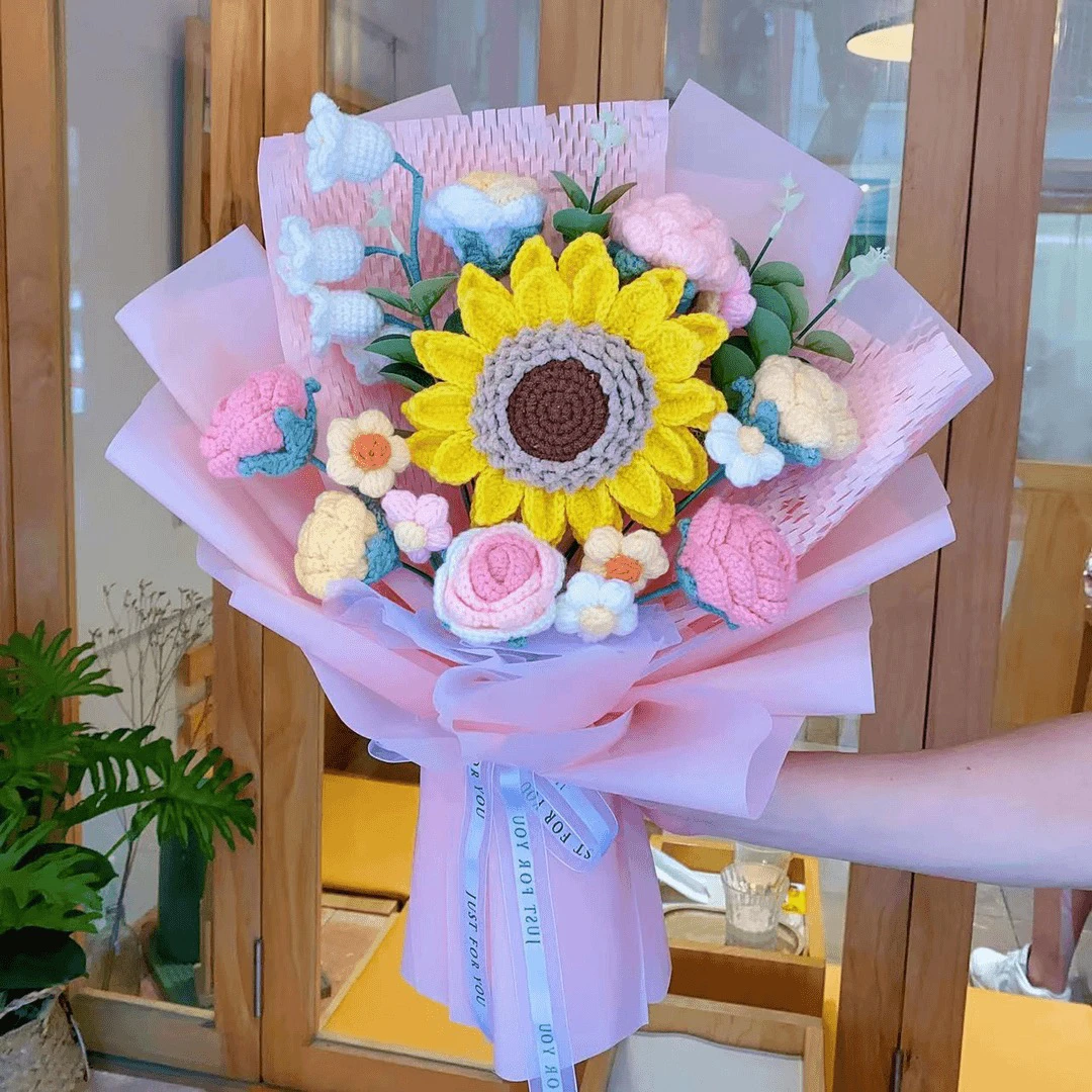 教师节送老师成品花束毛线钩织向日葵闺蜜生日礼物毕业季送老师