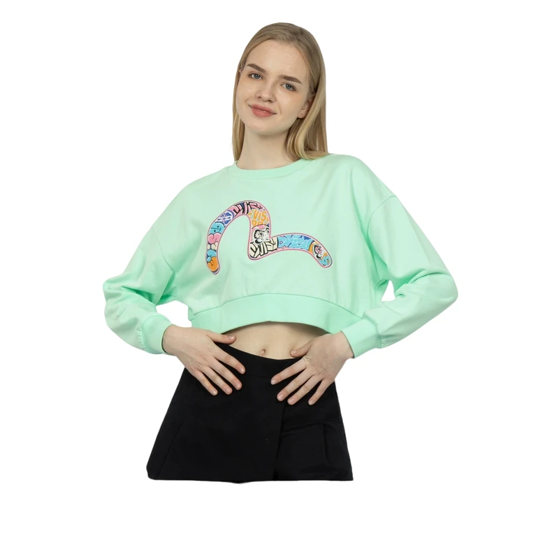 EVISU达摩海鸥印花时尚潮流宽松短款长袖卫衣2ESHTW3SW334DPCT