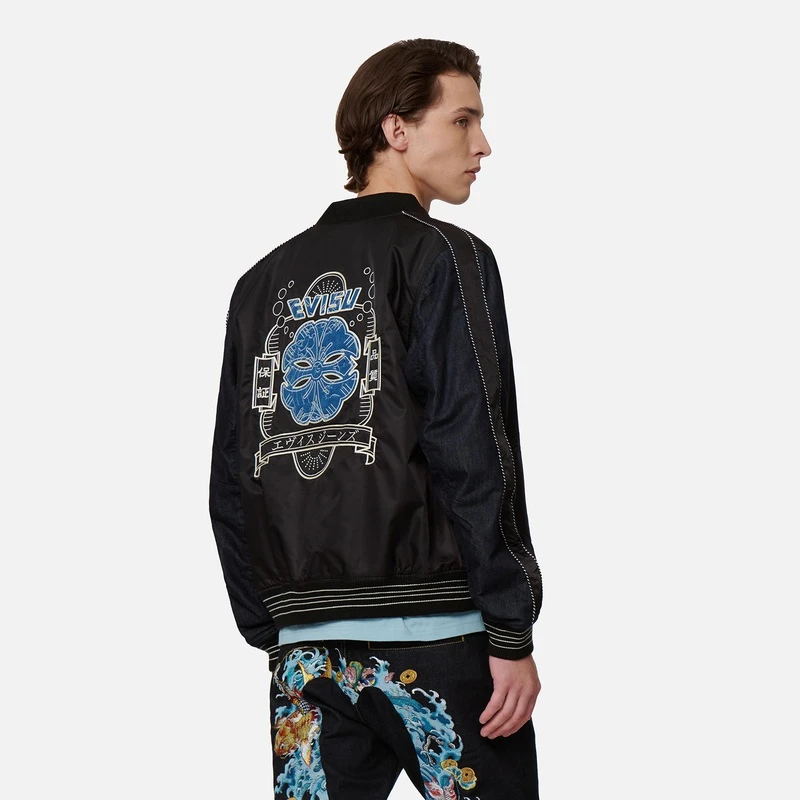 EVISU秋冬男家花休闲棒球服飞行员夹夹克外套2EAHTM2JK734XXNQ