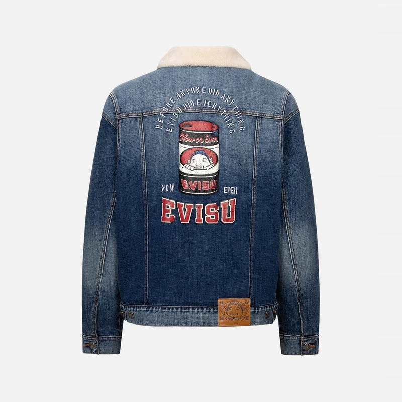EVISU士搞怪佛头印花潮流翻领宽松牛仔加厚外套2EAHTM3DJ8069LFSQ